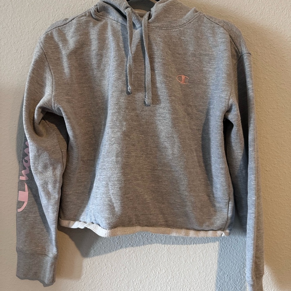 Champion gray Cropped Cut Off‎ Hoodie Sweatshirt Women's Medium